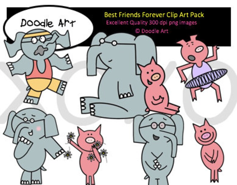 Piggie and Elephant Mega Clipart Pack Etsy