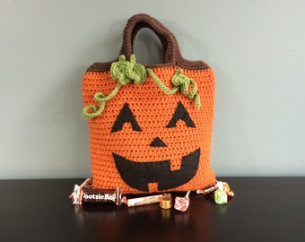 Crochet pattern - Pumpkin Trick-or-Treat Bag