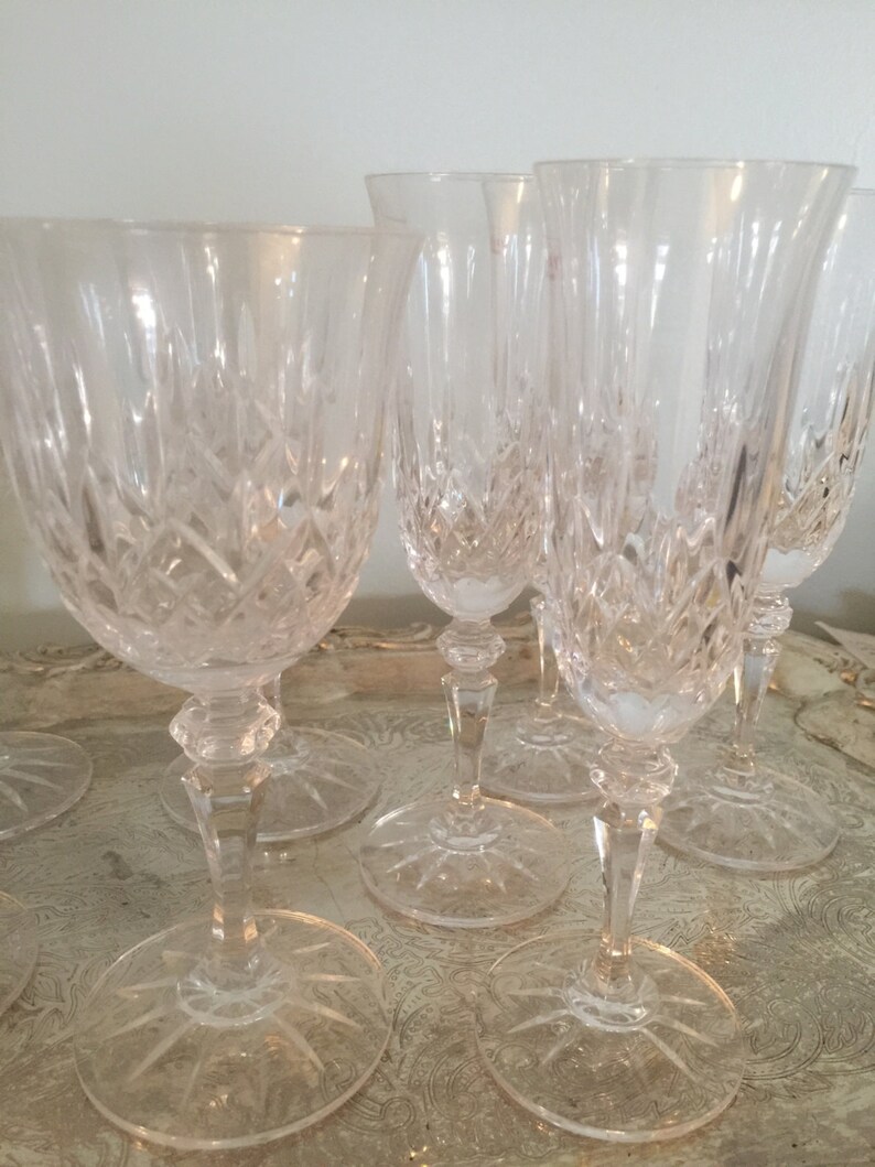 Galway Irish Crystal Longford pattern stemware set bridal Etsy