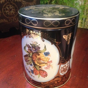 SALE Vintage floral collectible tin