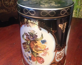 SALE Vintage floral collectible tin