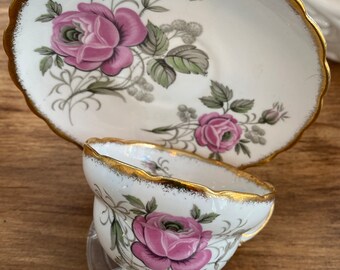 Rosina vintage tea cup, made in England, gilded cup