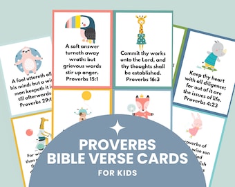 Proverbs Bible Verse Cards for Kids | Printable Bible Verse Cards | Bible Memory Cards |KJV Bible Verse Cards