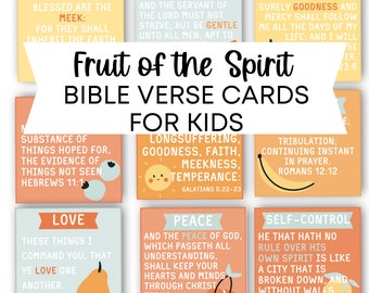 Fruit of the Spirit Bible Verse Cards for Kids | Kid Bible Verse Cards | Sunday School Printable