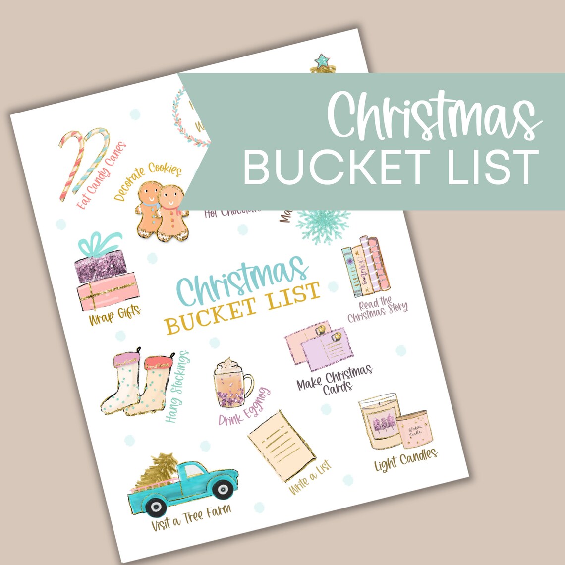 Printable Christmas Bucket List Holiday Bucket List Etsy