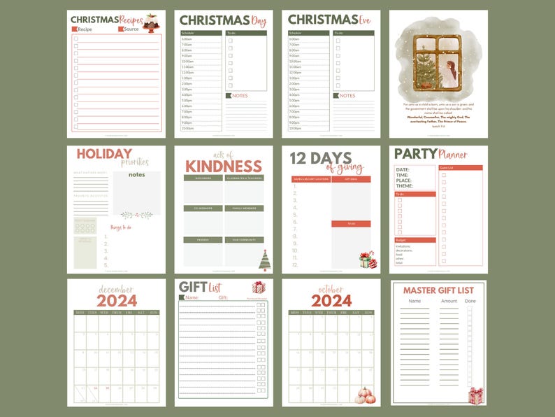 2024 Christmas Planner Printable Christmas Planner Christmas