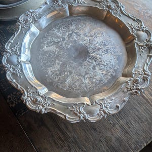 Vintage Leonard Silverplate Large Lazy Susan Tray Platter, Swirl