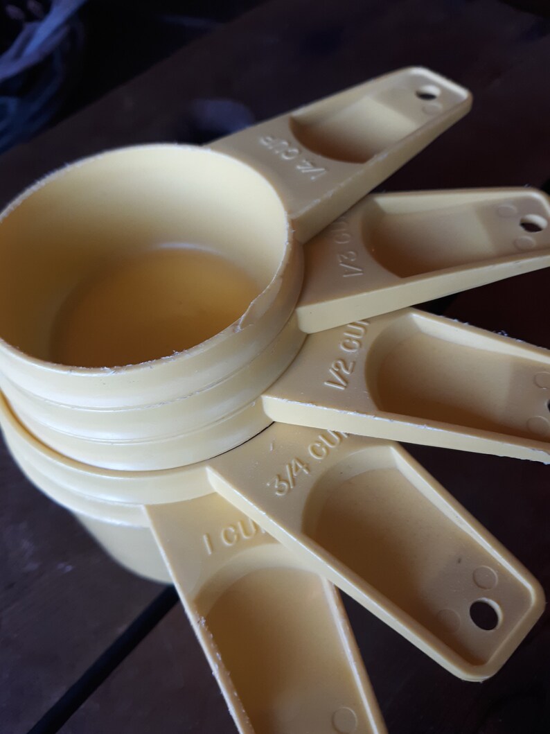 Vintage Yellow Tupperware Measuring Cups Set of 5 Etsy