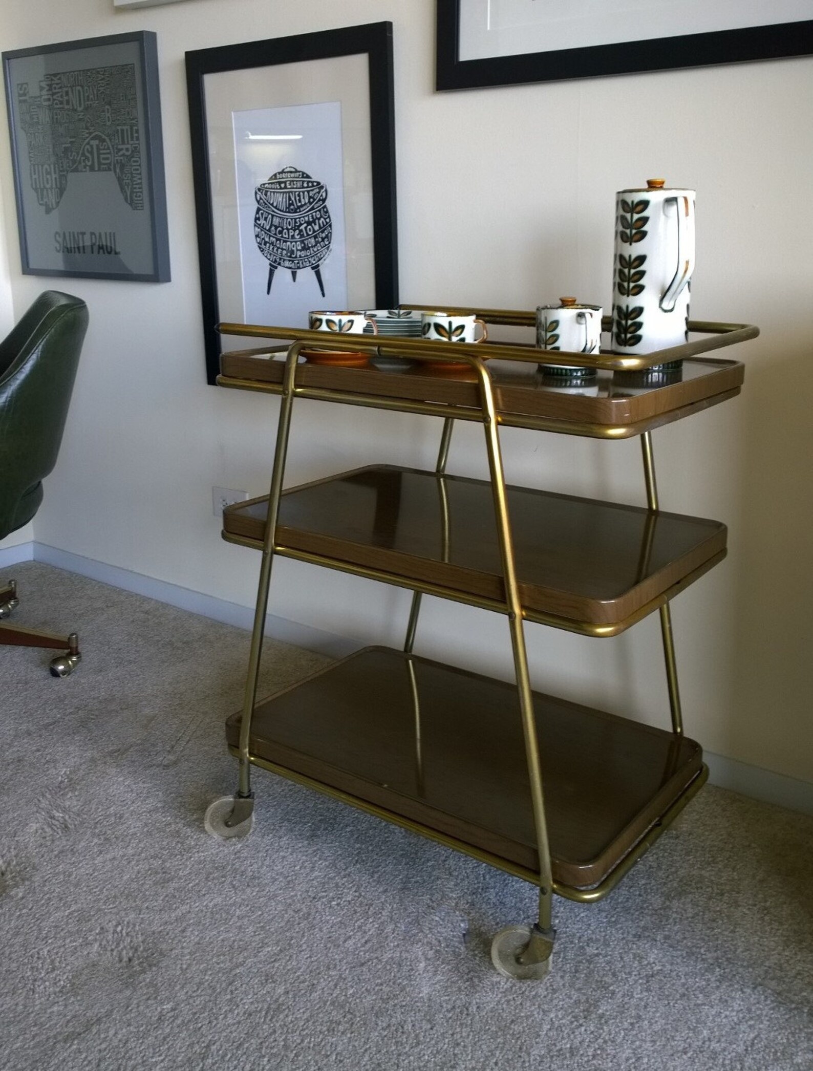 Vintage Cosco Atomic Bar Cart Mid Century Tea Cart MidCentury Etsy