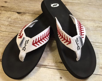 baseball flip flops womens