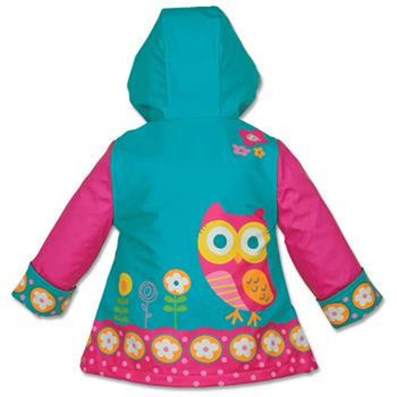 Owl Stephen Joseph Raincoat Cute Owl Girl Raincoat Rain Gear Preschool Kids Raincoat Teal Pink Yellow
