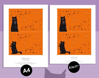 black cat Halloween party Printable Halloween candy box Halloween cat cat A4 US-Letter size sweet box Halloween printable Halloween