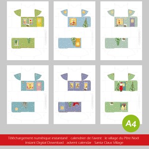 Advent calendar : Santa Claus Village, Christmas paper decorations. Christmas decoration to print. A4 files image 7