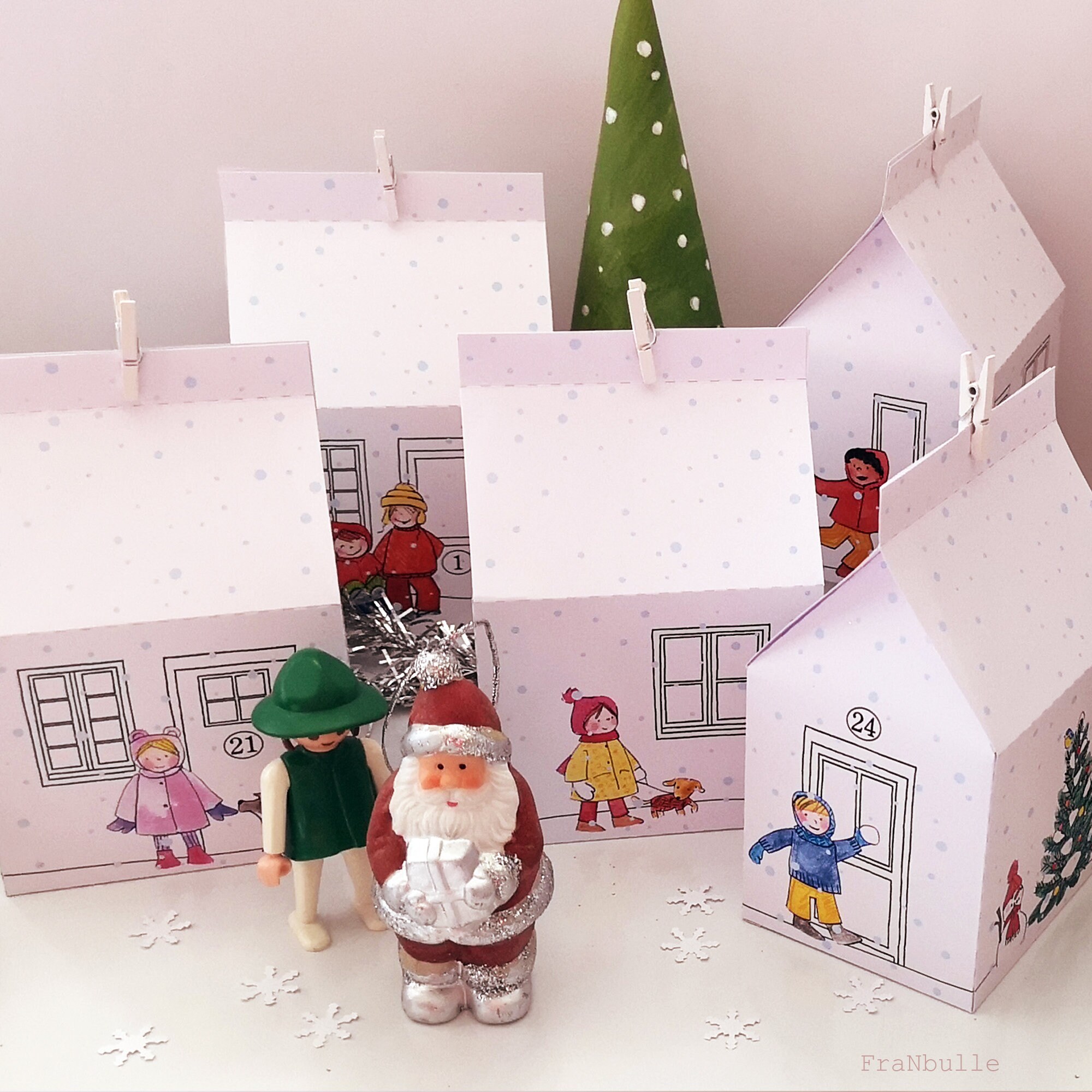 Printable Advent Calendar. Big Boxes. Large Houses for Christmas