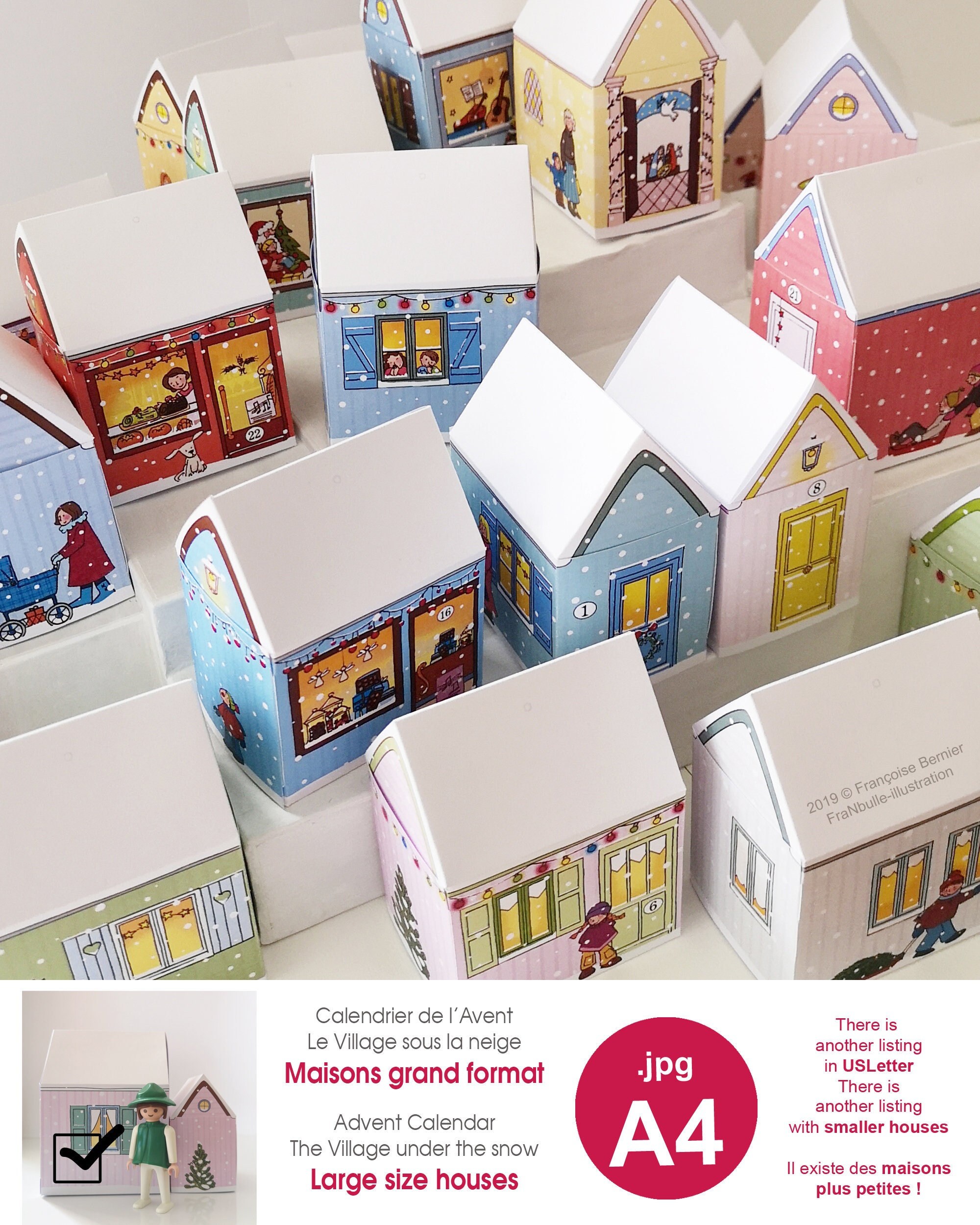 Advent Calendar. Large Format Boxes Form House. Calendar Christmas Village  Under the Snow Big Boxes. A4 Files to Print. - Etsy