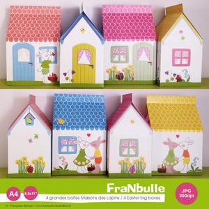 Cajas de regalo de Pascua para imprimir. Embalajes caseros de Pascua. Decoración primaveral Decoración árbol de Pascua conejitos. A4 carta estadounidense