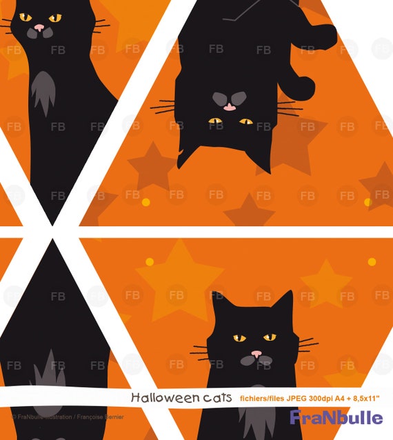 black cat Halloween party Printable Halloween candy box Halloween cat cat A4 US-Letter size sweet box Halloween printable Halloween