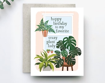 pic Plant Themed Birthday Card card for plant lover etsy