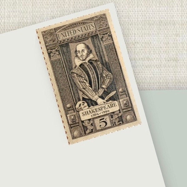 William Shakespeare | Postage | Writing | Vintage Stamps  | Gray | Postage | Wedding Postage | Theater | England