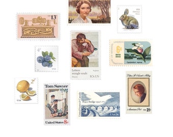 Pretty Pastel Assortment | Romantic | Vintage Postage | Neutral | Unused | Postage Stamps | Mix | Postage | 10 Stamps | US | Wedding Postage