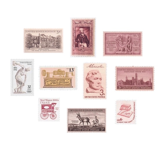 Romantic Blush Vintage Postage | 10 Stamps | Neutral | Wedding | Postage  Stamps | Assortment | Curated | US | Unused