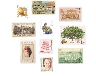 Spring Romance Assortment | Vintage Postage Stamps | Curated | Spring | 10 Stamps | US | Nature | Wedding Invitation | Botanical