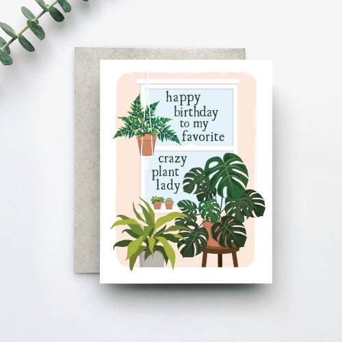 Yucca Plant Girlfriend Birthday Card Crazy Plant Lady House Plant Birthday Card Card For Her
