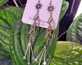 I Move the Stars for No One: Stainless Steel Celestial Hand Earrings ~Witch, Magick, Handmade, Mystic