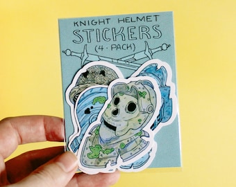 Knight Helmet Sitckers Set of 4