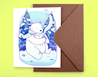 Polar Bear Cozy Winter Greeting Card