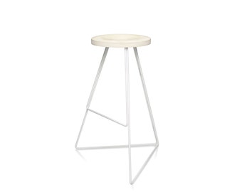 The Coleman Stool in White & Bleached Maple | Contemporary Design, Industrial Chic | Winner: Best Furniture - Dwell Magazine | FREE SHIPPING