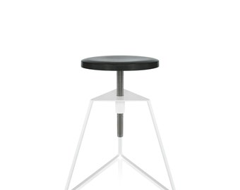 The Camp Stool | Adjustable Height | Charcoal Seat / White Frame | Award Winning Contemporary Furniture Handmade in the USA | FREE SHIPPING