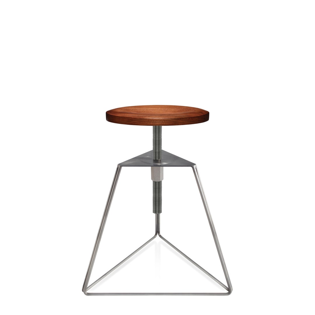 The Adjustable Height Camp Stool Solid Black Walnut Seat / Brushed