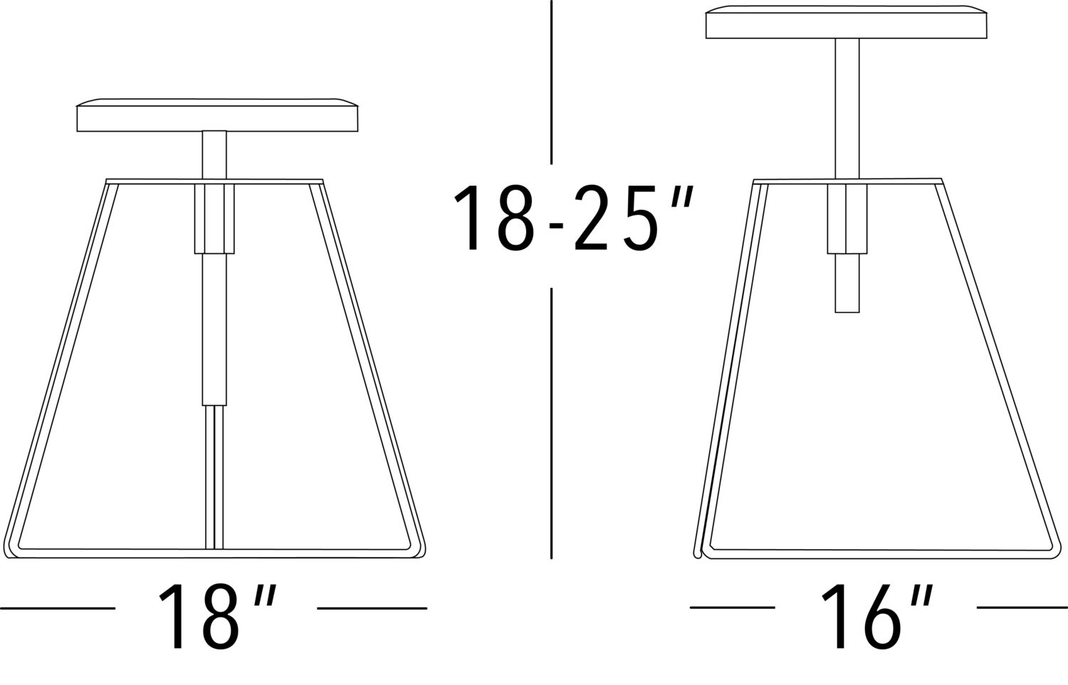 The Adjustable Height Camp Stool Solid Black Walnut Seat / Brushed