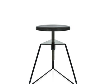 The Camp Stool | Charcoal Concrete Seat / Black Frame | Adjustable Height | Award Winning USA Made Contemporary Furniture | FREE SHIPPING