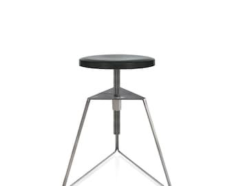 The Adjustable Height Camp Stool | Charcoal Concrete Seat / Solid Steel Base | Award Winning USA Made Contemporary Furniture | FREE SHIPPING