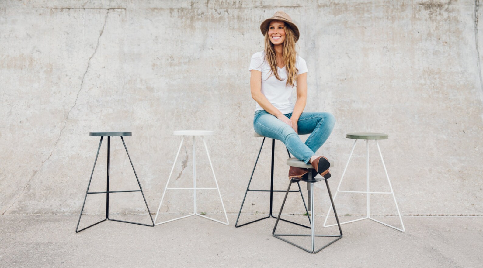 The Coleman Stool Aspen & Raw Steel Winner Best Furniture Etsy