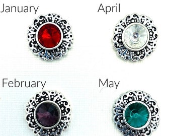 Interchangeable Snap Button Birthstones January February March April May June 12mm Mini Snaps  Exchangeable Jewelry - Charm Compatible