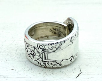 Spoon Ring, Silver Plated, Vintage 'Jasmine' 1939 Silverware Jewellery, Classic, Timeless, Elegant, Handmade, Upcycled, Art Deco, Cutlery