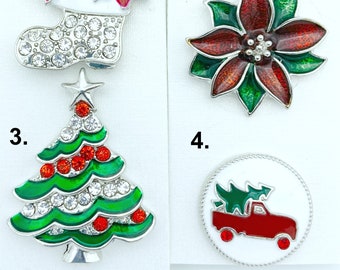 Interchangeable Snap Button 18 20mm Christmas Tree Vintage Truck Poinsetta Stocking Jewelry Charm Compatible Noosa MagnoliaVine Gingersnaps