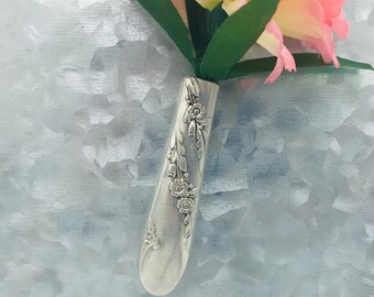 Silverware Bud Vase, Flower Holder, Fridge Magnet, Bridal Wreath 1950, Flowers, Antique Knife Handle, Silver Plated, Elegant, Wedding Decor