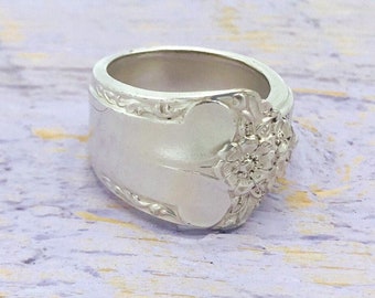 Spoon Ring, Silver Plated, Vintage ~ Starlight 1950 ~ Silverware Jewellery, Handmade, Upcycled, Mid Century, Cutlery Jewelry, Gift for Her