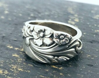 Spoon Ring, Silver Plated, Vintage ~ Evening Star 1950 ~ Silverware Jewellery, Handmade, Upcycled, Mid Century, Cutlery Jewelry,Gift for Her