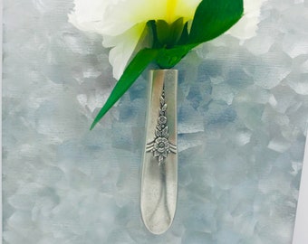 Silverware Bud Vase, Flower Holder, Fridge Magnet, Fantasy 1941, Art Deco, Antique Knife Handle, Silver Plated, Elegant, Wedding Decor