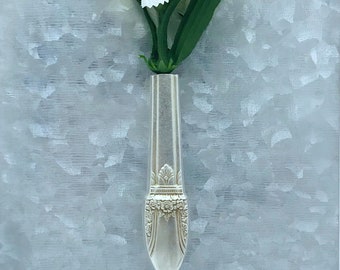 Silverware Bud Vase, Flower Holder, Fridge Magnet, First Love 1937, Flowers, Antique Knife Handle, Silver Plated, Elegant, Wedding Decor