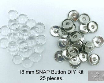 DIY Make Your Own 18 mm Snap Buttons Charms Jewellery for Necklaces Bracelets Earrings Interchangeable Trendy Instructions Included Kit