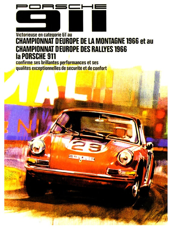 VINTAGE PORSCHE RALLY 1956 A3 POSTER PRINT