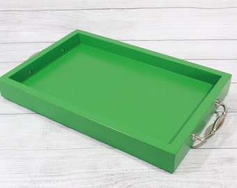 Decorative Serving Trays, Rustic Wood Tray, Decorative Trays For Ottomans, Decorative Tray, Decorative Wood Tray - 18" Christmas Green