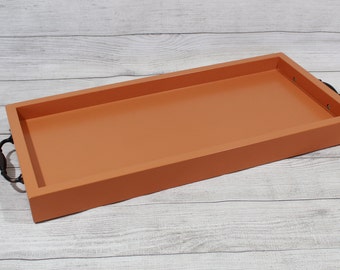 Decorative Trays For Ottomans, Decorative Tray, Decorative Wood Tray, Decorative Serving Trays, Rustic Wood Tray - 24" Fall Orange