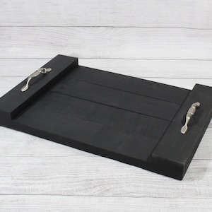 Decorative Wood Tray, Decorative Serving Trays, Rustic Wood Tray, Decorative Trays For Ottomans, Decorative Tray - 18&quot; Black